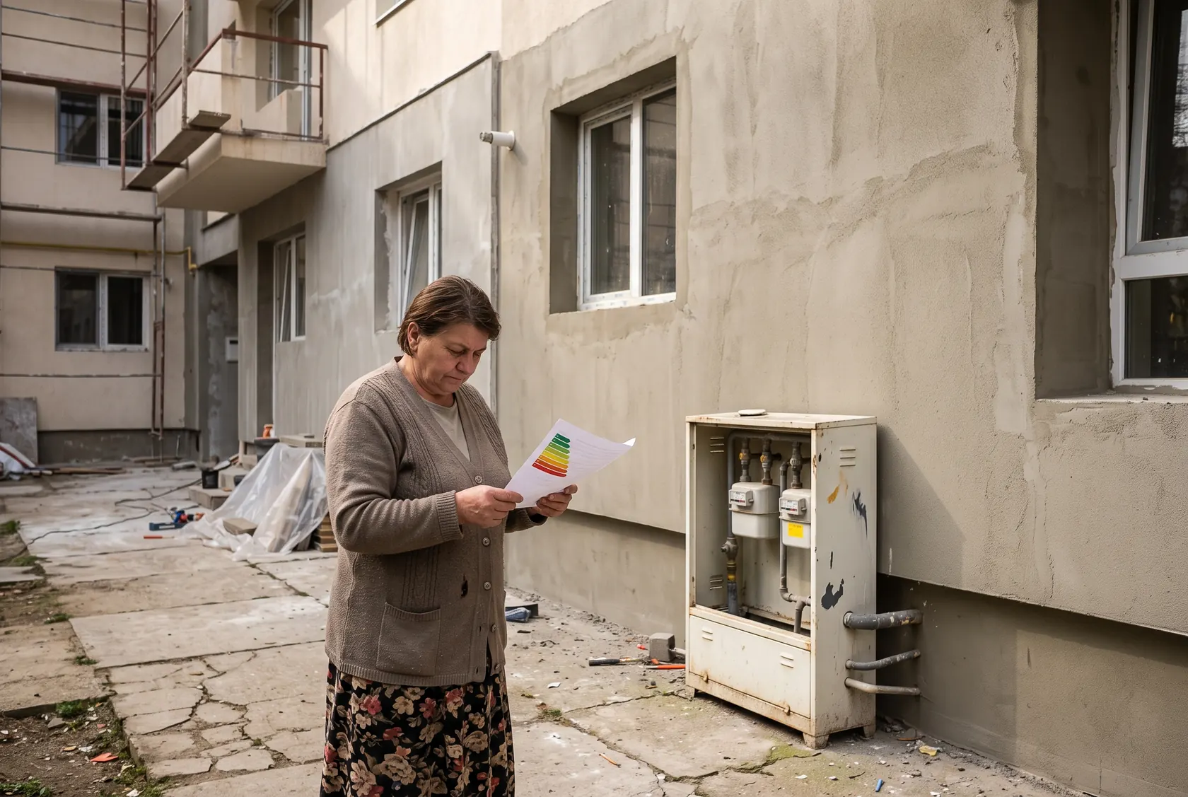 Proprietar care citește un certificat de performanță energetică