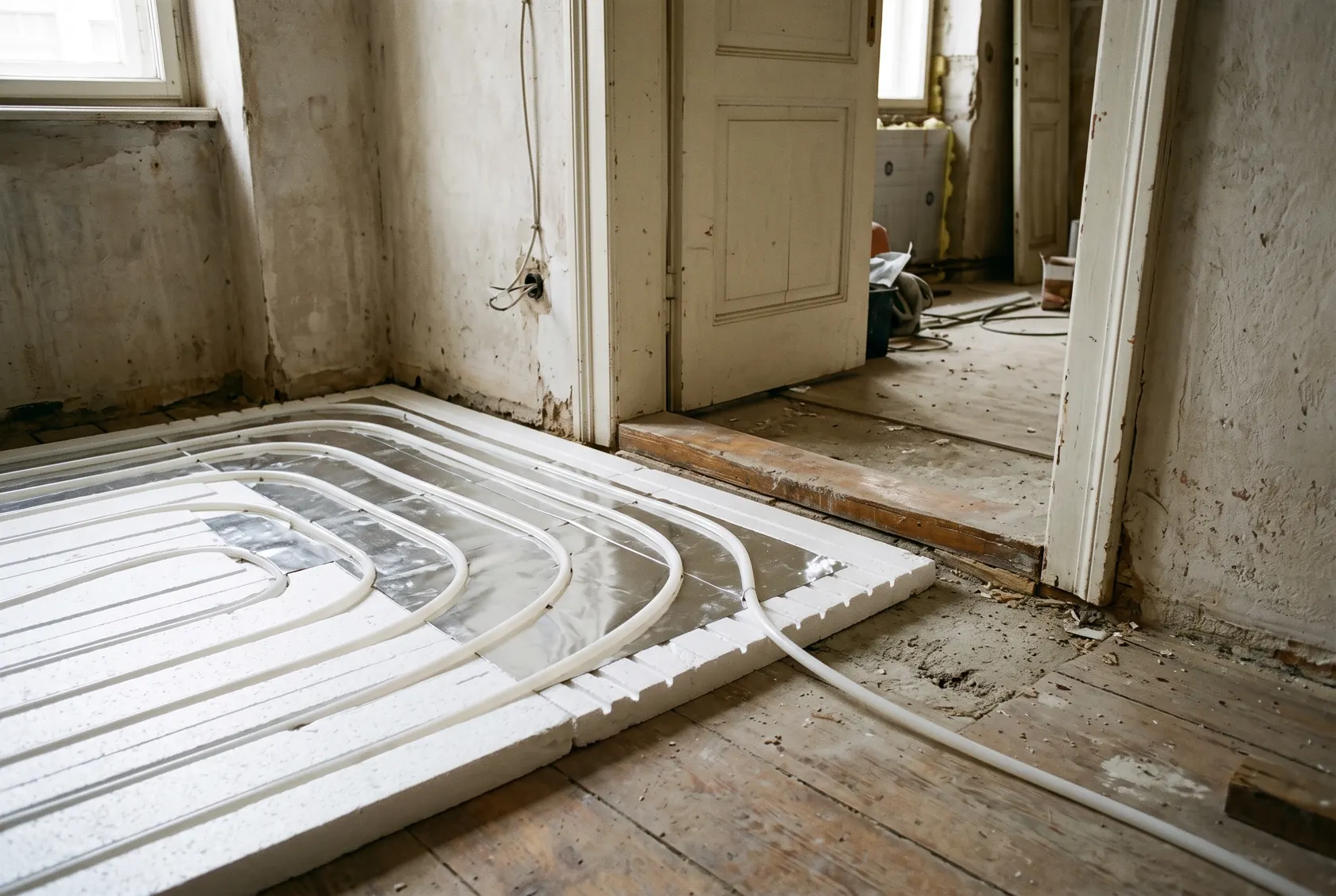 Sistem uscat de încălzire în pardoseală, cu lamele de aluminiu