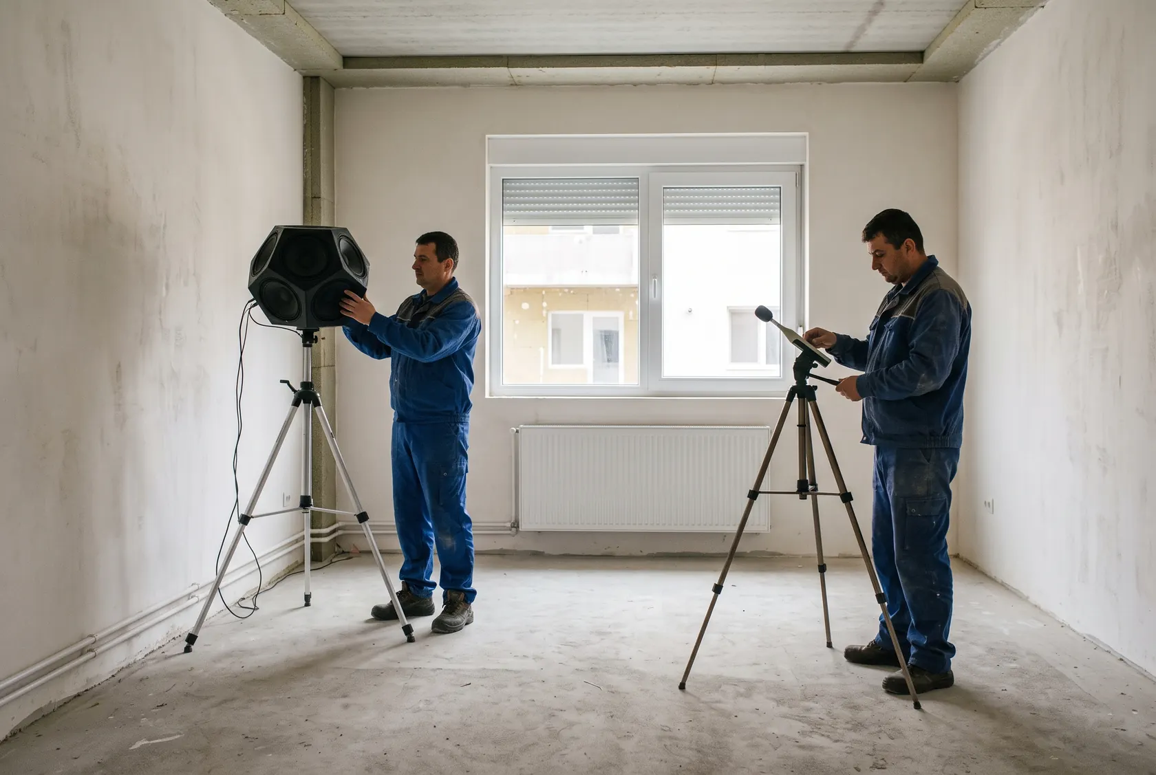 Pregătirea unei măsurători acustice într-un apartament gol