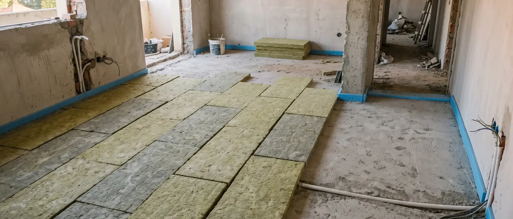 Plăci de vată pentru șapă flotantă și bandă perimetrală pe pereți